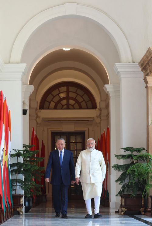  Tổng Bí thư, Chủ tịch nước Tô Lâm và Thủ tướng Ấn Độ Narendra Modi tại Phủ Thủ tướng ở Thủ đô New Delhi. Ảnh: ĐSQ Ấn Độ tại Việt Nam. 