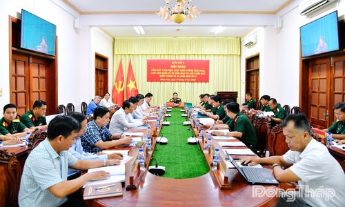 Đại biểu dự hội nghị tại điểm cầu tỉnh Đồng Tháp.