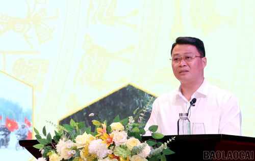 Đồng chí Hà Đức Minh - Ủy viên Ban Thường vụ Tỉnh ủy, Phó Chủ tịch Thường trực Ủy ban MTTQ Việt Nam tỉnh phát biểu tại chương trình.