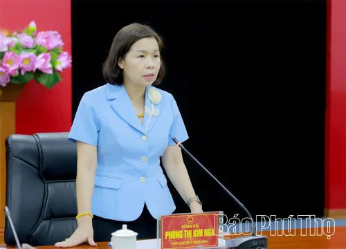 Đồng chí Phó Chủ tịch UBND tỉnh Phùng Thị Kim Nga phát biểu kết luận hội nghị.
