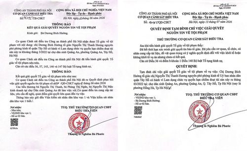 Sau khi tiếp nhận nguồn tin tố giác tội phạm, Công an TP Hà Nội đã nhiều lần thông báo phục hồi điều tra cũng như ra Quyết định tạm đình chỉ việc giải quyết nguồn tin về tội phạm.