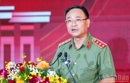 Thượng tướng Phạm Thế Tùng phát biểu tại buổi lễ. (Ảnh: Lê Đình Thìn)