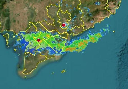  Ảnh chụp lại màn hình theo dõi radar thời tiết của Cục Khí tượng - thủy văn, lúc 7 giờ 30 phút ngày 15-8 