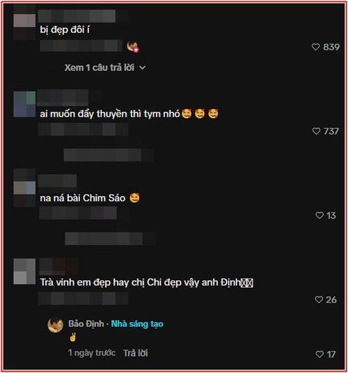 Cộng đồng mạng đồng loạt 'đẩy thuyền' Phương Mỹ Chi và Bảo Định (Ảnh: Chụp màn hình TikTok baodinh1801)