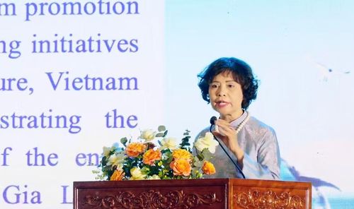  Bà Cao Thị Ngọc Lan - Phó Chủ tịch Thường trực Hiệp hội Du lịch Việt Nam thông tin về kết quả đạt được của ngành du lịch trong năm 2025. Ảnh: Dương Linh 