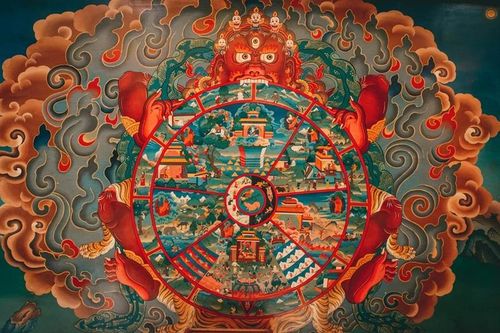 Mandala thể hiện bánh xe nghiệp (Karma), Kathmandu, Nepal. | Unsplash, Creative Commons.