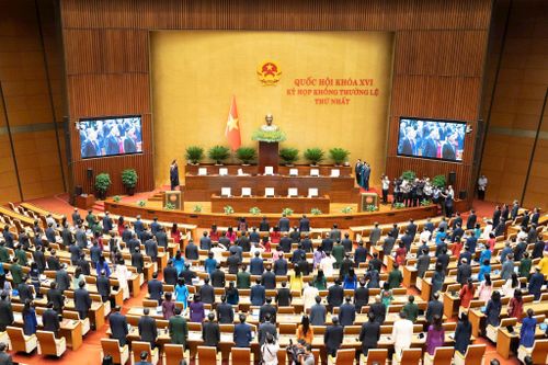 Quang cảnh phiên khai mạc kỳ họp không thường lệ thứ nhất, Quốc hội khóa XVI. Ảnh: media.quochoi.vn