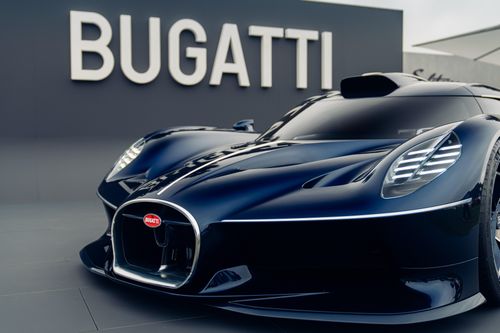 Cụ thể, Bugatti Destrier được lấy cảm hứng từ Type 57G hay Type 57C "Tank" hay Type 57SC Atlantic. Lưới tản nhiệt móng ngựa có kích thước còn lớn hơn cả Bugatti Bolide.