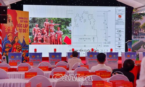 Đại biểu xem trình chiếu thiết kế công trình Tượng đài Công an nhân dân “Vì bình yên cuộc sống”, tại buổi phúc khảo.