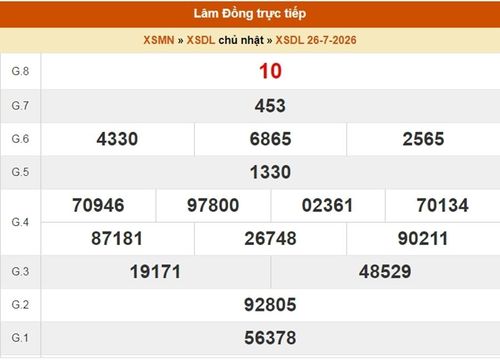 XSDL 26/7, kết quả xổ số Đà Lạt ngày 26/7/2026