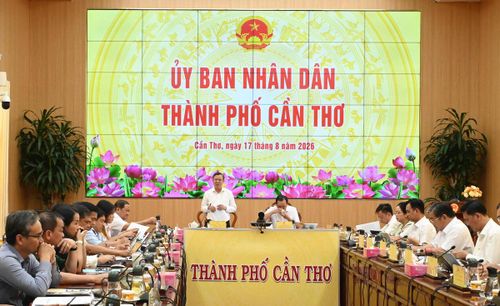 Chủ tịch UBND TP Cần Thơ Trương Cảnh Tuyên phát biểu chỉ đạo tại cuộc họp. Ảnh Hồng Thắm