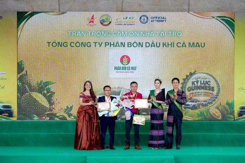 Phân bón Cà Mau đồng hành đưa sầu riêng Đắk Lắk chạm kỷ lục Guinness thế giới. (Ảnh: Phân bón Cà Mau)