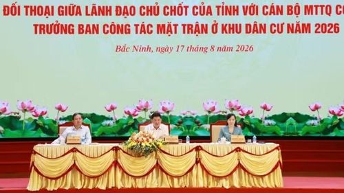 Hội nghị đối thoại giữa lãnh đạo chủ chốt tỉnh với cán bộ Mặt trận Tổ quốc cơ sở tỉnh Bắc Ninh. (Ảnh: TUỆ LÂM)