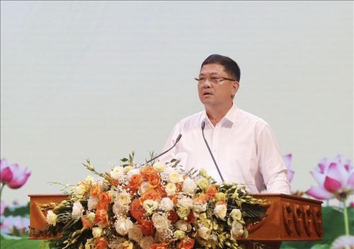 Bí thư Tỉnh ủy Bắc Ninh Nguyễn Hồng Thái phát biểu tại Hội nghị. Ảnh: Thanh Thương/TTXVN