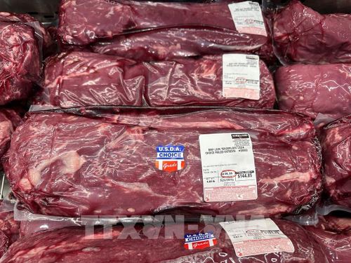 Thịt bò được bày bán tại một siêu thị ở bang Maryland (Mỹ). Ảnh: Ngọc Quang – PV TTXVN