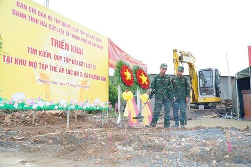 Theo thông tin ban đầu, tại khu mộ tập thể ở ấp Lạc An 3 xác định có 5 hài cốt liệt sĩ. Ảnh: BTL TPHCM.