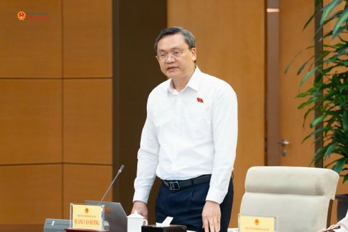 Phó Chủ tịch Hội đồng Dân tộc Quàng Văn Hương phát biểu