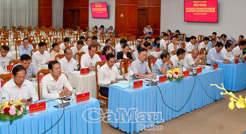 Các đồng chí lãnh đạo Trung ương và địa phương tham dự Hội nghị Ban Chấp hành Đảng bộ tỉnh lần thứ 11.