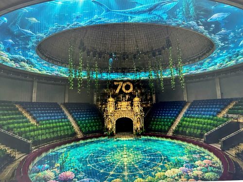 Ứng dụng công nghệ mapping vào show diễn trong rạp xiếc tròn 360 độ là điều đặc biệt và hấp dẫn cũng như thực sự mới lạ khi đến với Rạp xiếc Trung ương