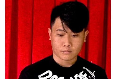 Đối tượng Chung Quang Kiệt tại cơ quan công an.