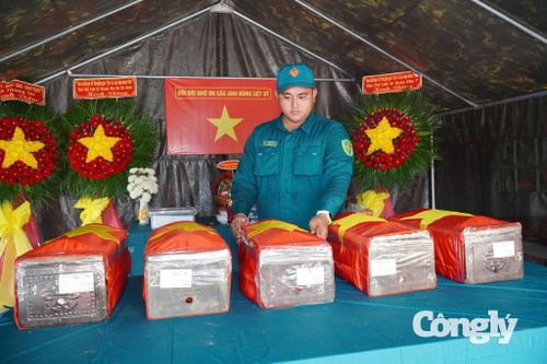 5 hài cốt liệt sĩ được quy tập tại xã Thường Tân.