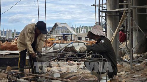 Tiến độ thi công đang được đẩy nhanh. Ảnh: Mai Trang - TTXVN