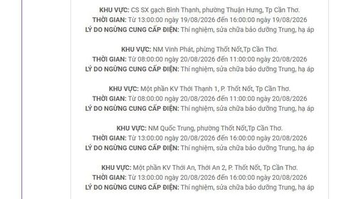 Lịch cắt điện Cần Thơ cập nhật tại Điện lực miền Nam. Ảnh: BNEWS