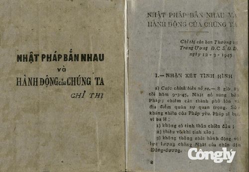 Chỉ thị “Nhật - Pháp bắn nhau và hành động của chúng ta” (Ảnh Bảo tàng Lịch sử Quốc gia)