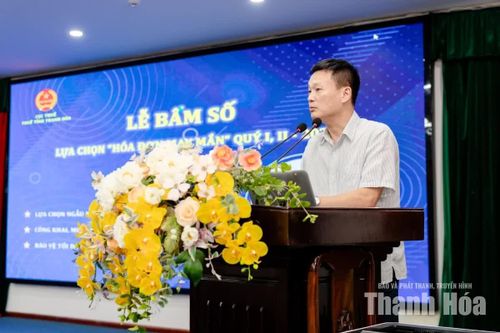 Ông Đào Ngọc Sơn, Phó trưởng Thuế tỉnh Thanh Hóa phát biểu tại lễ bấm số “Hóa đơn may mắn”.