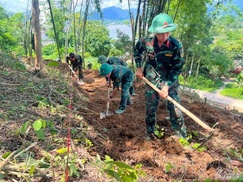 Cán bộ, chiến sĩ Trung đoàn 82 thực hiện nhiệm vụ tại phường Điện Biên Phủ.