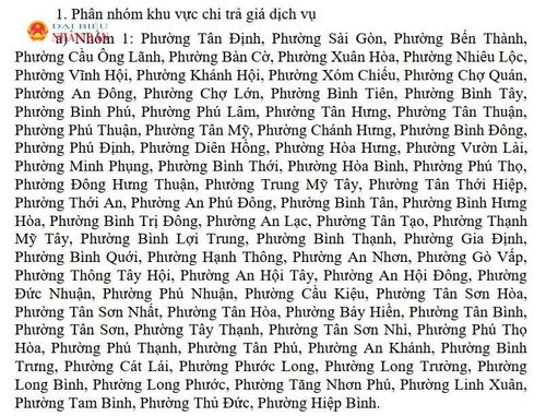Các địa bàn thuộc nhóm 1 có mức giá thu gom rác thải cao hơn. Ảnh: Quang Phương chụp lại