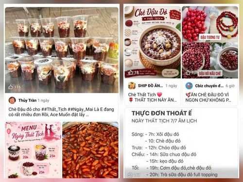 "Đậu đỏ" được biến tấu thành nhiều món ăn trong ngày Thất Tịch. Ảnh chụp màn hình.