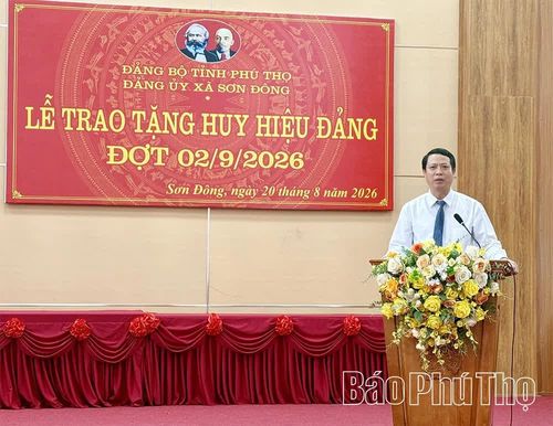 Đồng chí Bùi Đình Thi - Trưởng Ban Tổ chức Tỉnh ủy phát biểu tại buổi lễ.