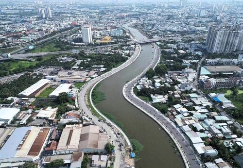 Dự án cải tạo kênh Tham Lương - Bến Cát - rạch Nước Lên nhìn từ trên cao.
