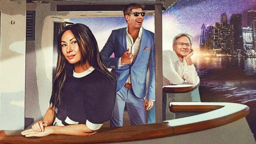  Sam Altman (giữa) và Jensen Huang (bên phải) là các tỷ phú AI trong danh sách của Forbes. Ảnh: Forbes. 