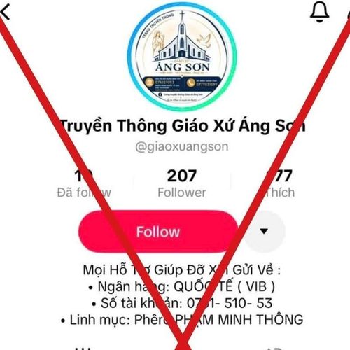 Tài khoản giả mạo Giáo xứ Áng Sơn để đăng tải, kêu gọi quyên góp, ủng hộ tài chính nhằm lừa đảo, trục lợi