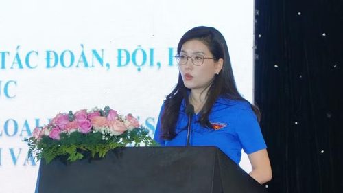 Bà Hồ Hồng Nguyên, Bí thư Trung ương Đoàn, Chủ tịch Hội đồng Đội Trung ương, phát biểu đề dẫn Tọa đàm.