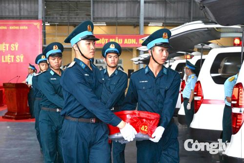 Di chuyển các mẫu hài cốt liệt sĩ.