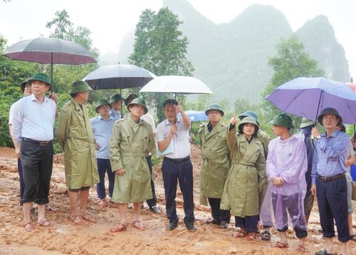 Phó Chủ tịch UBND tỉnh Quảng Trị Lê Văn Bảo kiểm tra thực địa tại đồi Phòng Không. Ảnh: Hồng