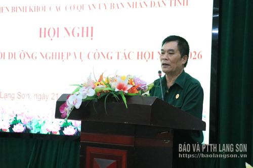 Báo cáo viên của Hội CCB tỉnh truyền đạt một số nội dung tại hội nghị tập huấn