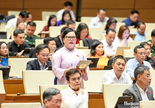 Đại biểu Nguyễn Thị Sửu tham gia thảo luận về định hướng chính sách sửa đổi Luật Nhà ở năm 2023. Ảnh: Đoàn ĐBQH thành phố cung cấp