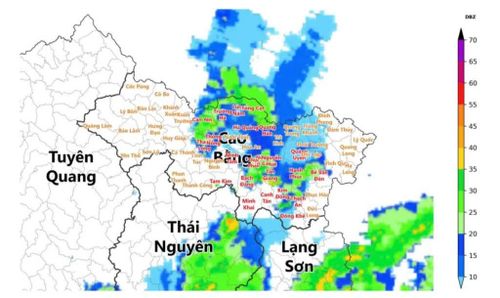 Ảnh radar thời tiết tỉnh Cao Bằng.