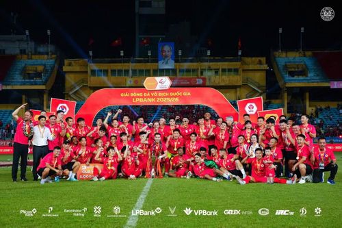 CLB Công an Hà Nội góp mặt với tư cách nhà vô địch V.League 2025/26. Ảnh: CLB Công an Hà Nội.