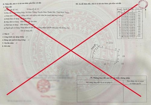 Giấy chứng nhận quyền sử dụng đất đối tượng làm giả. (Ảnh:CA)