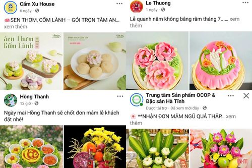 Các cơ sở kinh doanh đăng bài giới thiệu các lễ vật cúng rằm tháng Bảy để khách hàng "lên đơn".