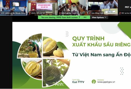 Đại diện Cục Trồng trọt và Bảo vệ thực vật Việt Nam trao đổi về quy trình kiểm dịch thực vật đối với sầu riêng và nho xuất nhập khẩu.