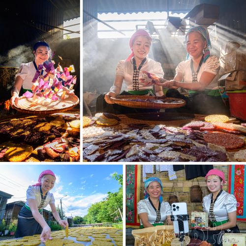 Phụ nữ Mường Lay giữ gìn nghề làm bánh khẩu xén truyền thống.