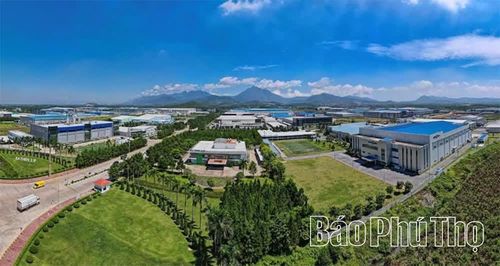 Không gian xanh tại Khu công nghiệp Bá Thiện II, tạo môi trường sản xuất thân thiện, hiện đại.
