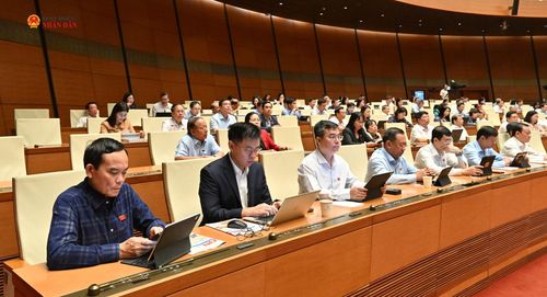 Các đại biểu tham dự phiên họp tại hội trường. Ảnh: Quang Khánh