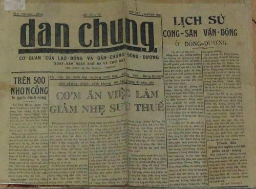 Tờ Dân Chúng, nơi bà Nguyễn Thị Minh Khai thường có bài viết với bút danh Kim Anh. Ảnh: Bảo tàng Xô viết Nghệ Tĩnh.
